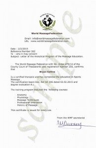 certificazione studente wmf - world massage federation