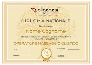 Corso Operatore Massaggio Olistico, Diploma Nazionale Oligenesi